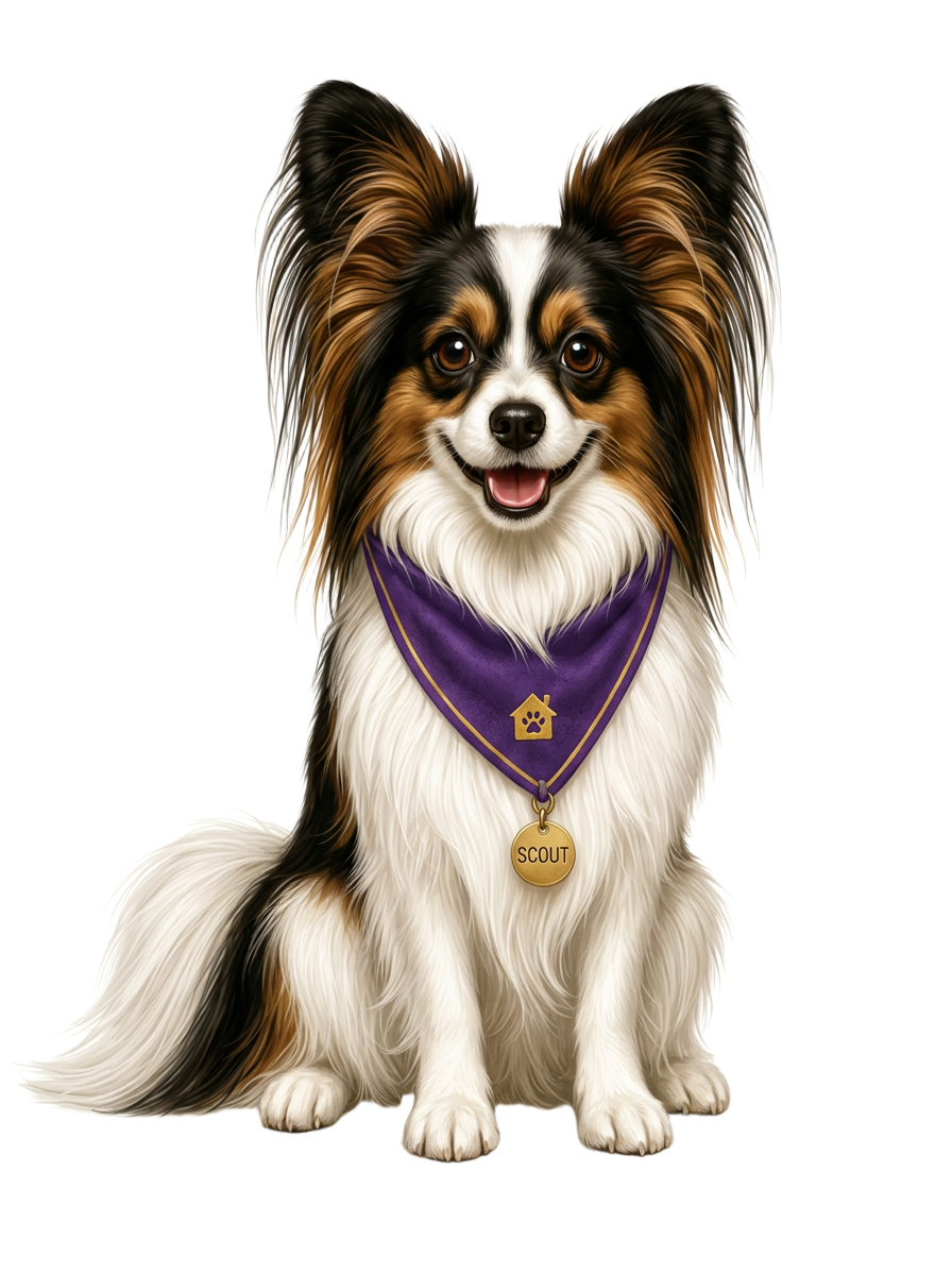 Scout™, Kelly's tri-color Papillon